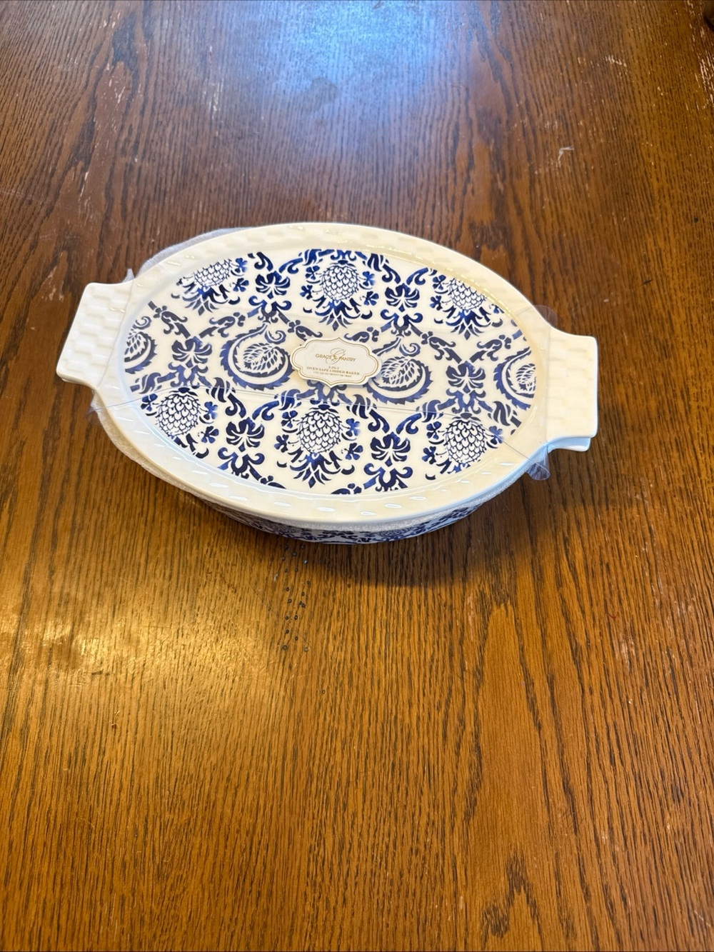 Grace's Pantry 10in Oval Lidded Casserole Dish 3 in 1 Pineapple Pattern